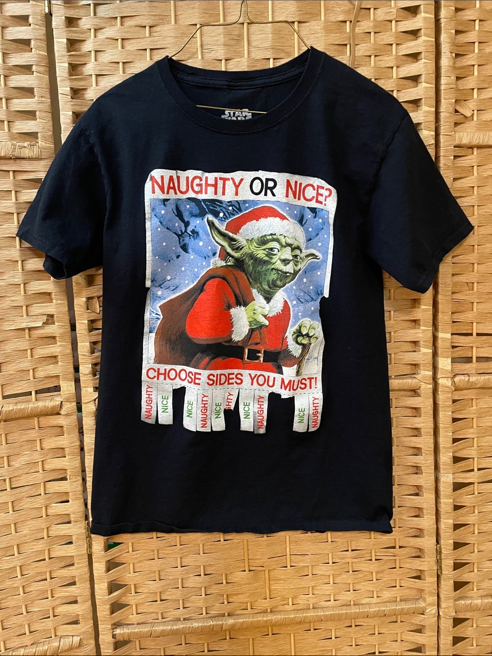 Star Wars Black Yoda 'Naughty or Nice?' Graphic Tee
